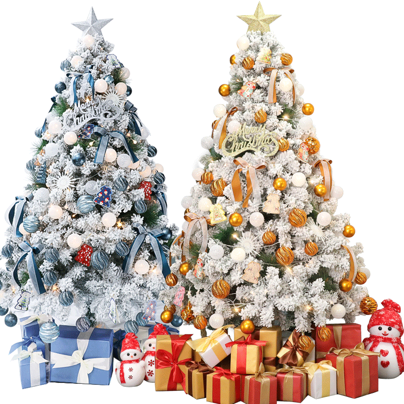 圣诞树家用装饰品手工diy套餐新款网红落雪仿真小型大型真树加密 1.5米蒂芙尼蓝混合套餐