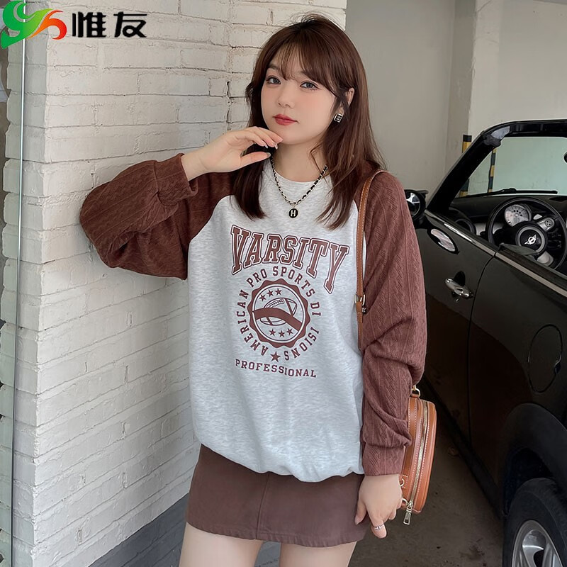 Ω�Ѵ�������Ů��������װ����Ůװ��mmƴ��ӡ������ ǳ��+��ɫ 3XL ������ƫ�� ����170-190��