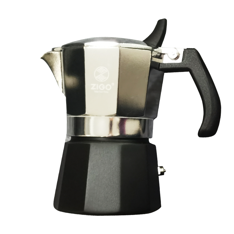 ZIGO摩卡壶手冲双阀咖啡壶家用意式浓缩滴滤煮咖啡粉壶 2杯份 黑色下壶