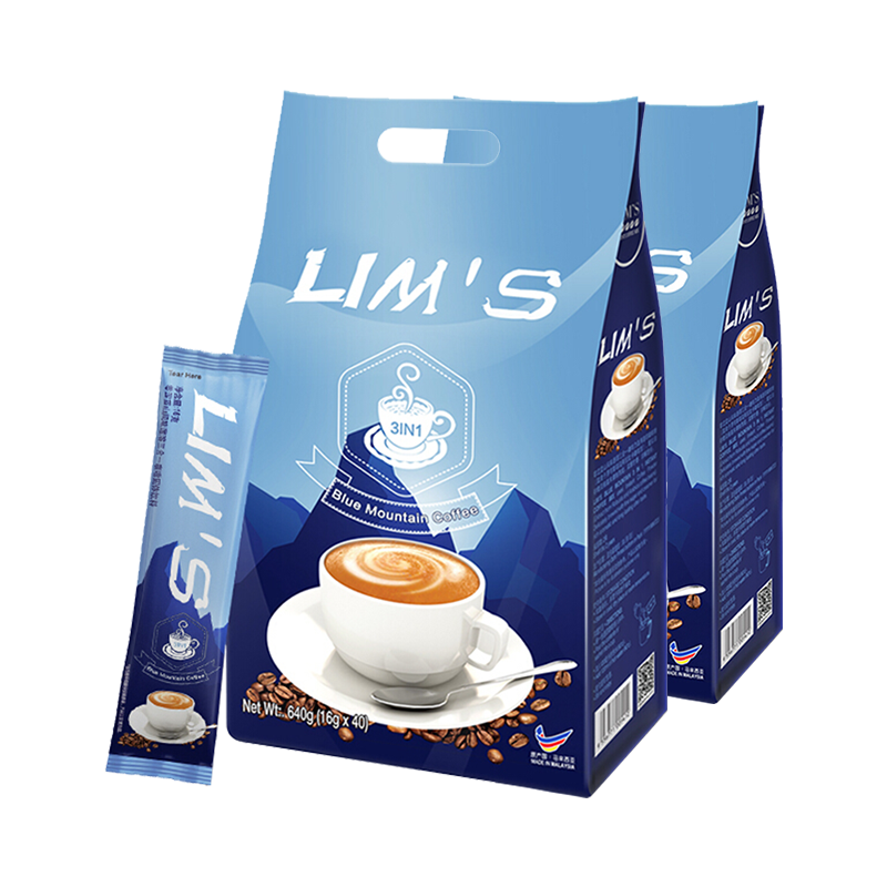 马来西亚进口 零涩蓝山风味速溶三合一咖啡 40条(640g)*2袋