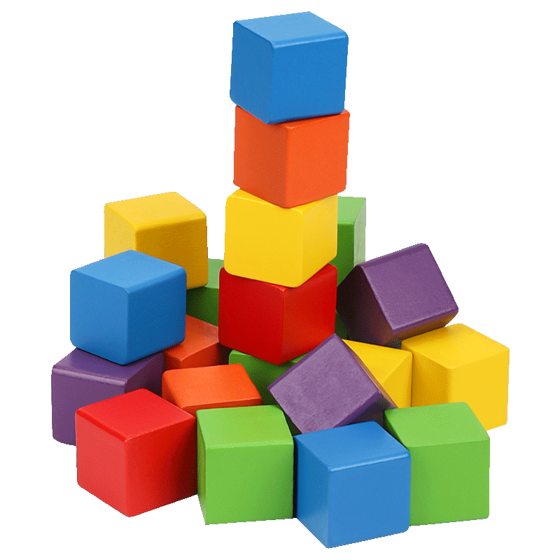 Toylezhi 正方体积木儿童早教玩具数学教具小学生日礼物木制小方块拼搭立体几何模型一二三四五六年级2CM
