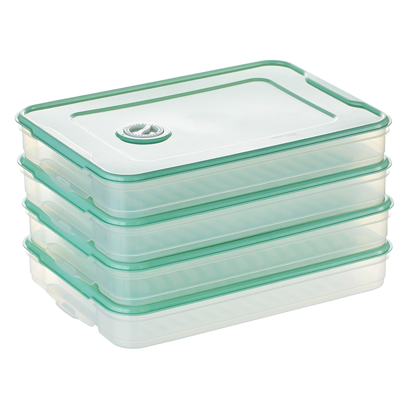品维4层4盖饺子盒冰箱保鲜盒收纳盒长方形冷冻水饺盒馄钝盒带盖托盘可微波炉加热 pw-jzh