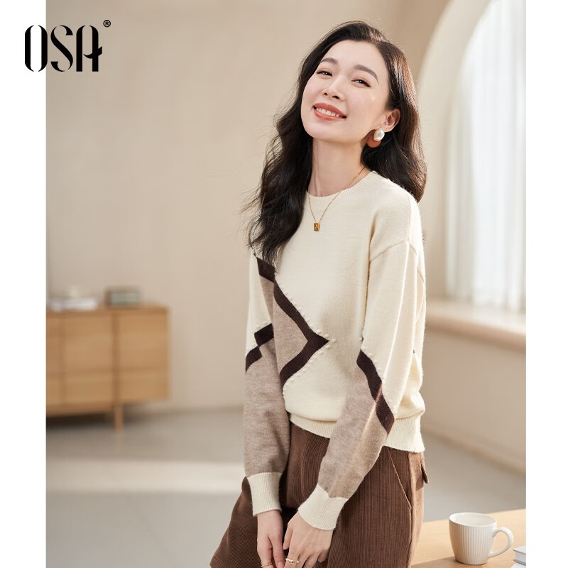 ŷɯ��OSA��ײɫ�Ứ��֯����Ŵë��Ů���＾2025���¿������ڴ����� ����ɫ XL