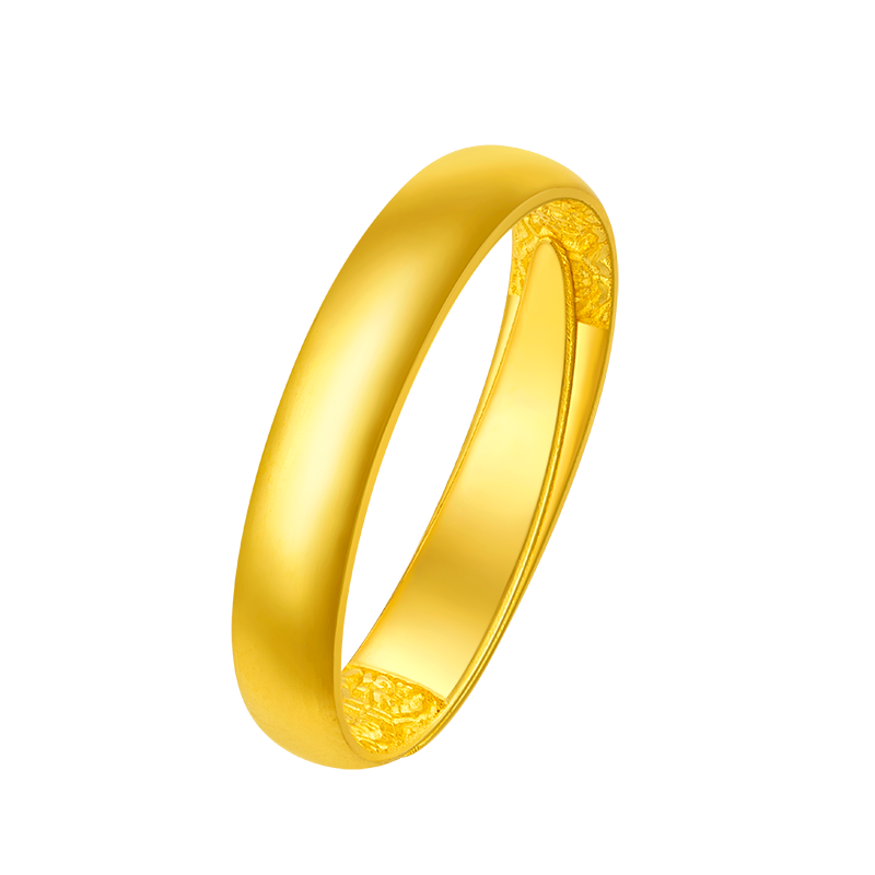 六福珠宝 足金光面结婚对戒黄金戒指女款情侣婚嫁开口戒 计价 B01TBGR0016 约3.91克