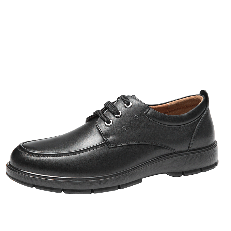 奥康（Aokang）男鞋男士商务休闲鞋英伦舒适低帮圆头系带皮鞋G213214047  黑色42码