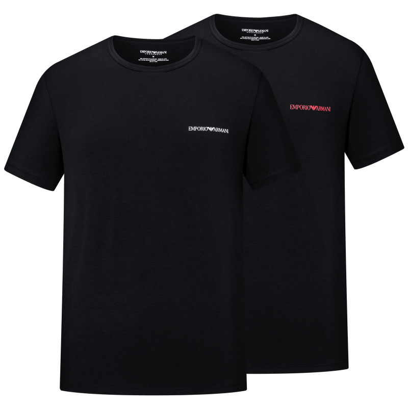 阿玛尼EMPORIO ARMANI UNDERWEAR奢侈品男装22春夏男士T恤衫（两件装）111267-2R717 BLACK-17020黑色 XL
