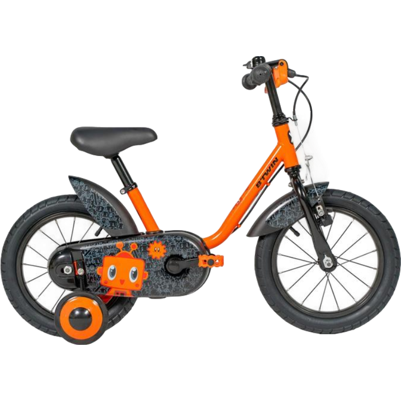 迪卡侬自行车运动14寸儿童(3-5)岁(95-110CM)儿童自行车  Robot 500 （自带辅助轮+挡泥板）2165354橘黄色