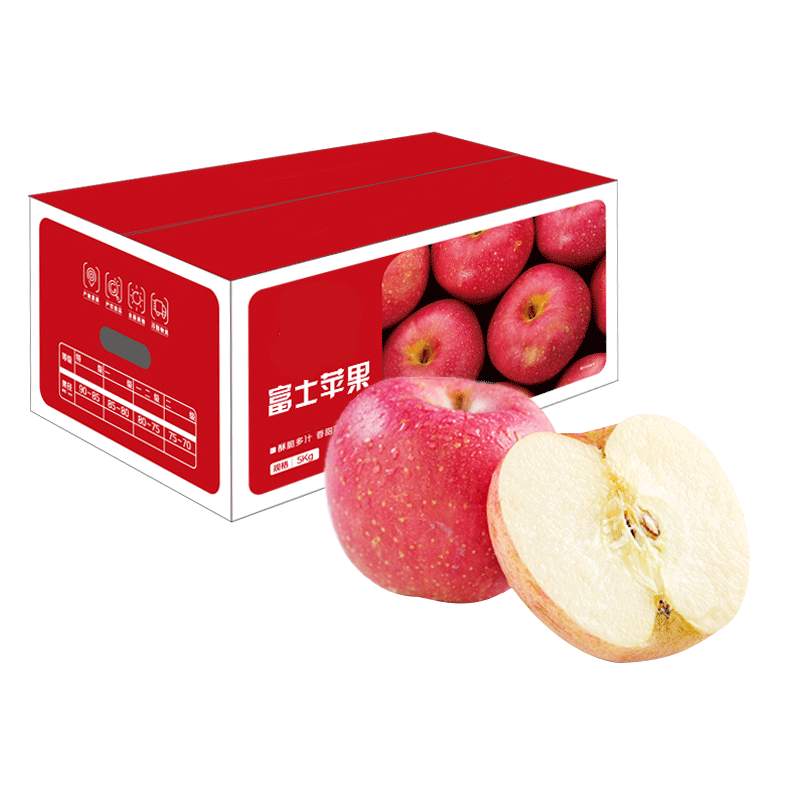 京鲜生烟台红富士苹果5kg 一级果 单果190g以上 新鲜水果礼盒  实付98.88元(购买2件)