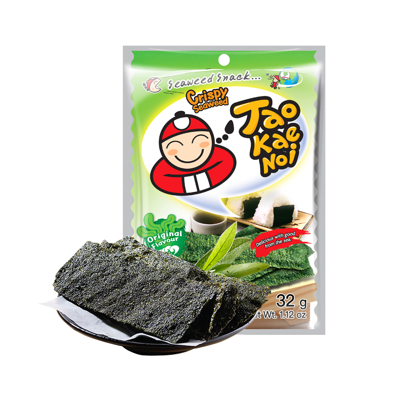 老板仔（Tao Kae Noi）海苔原味 泰国原装进口 脆紫菜 儿童休闲零食 大包装32g