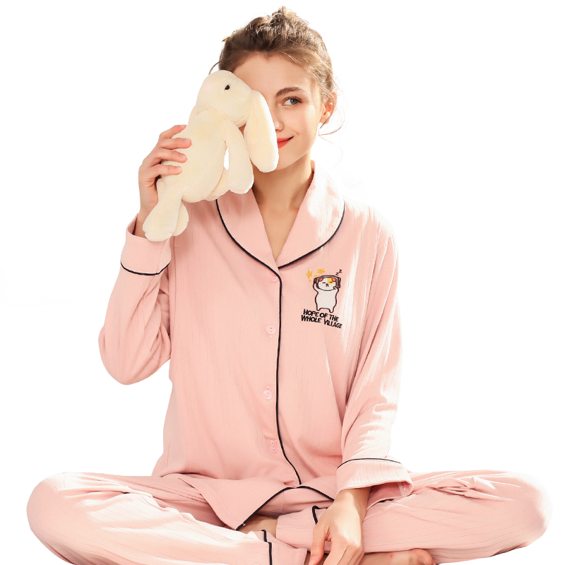 诺宜（NuoYI）月子装月子服春夏纯棉哺乳衣孕产妇家居服睡衣J38158条纹粉色XL