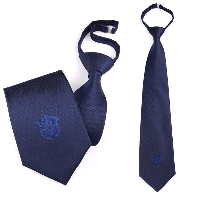 新式保安领带拉链式领带男女士安保门卫藏蓝色领带夹帝凯别尔危 保安蓝领带