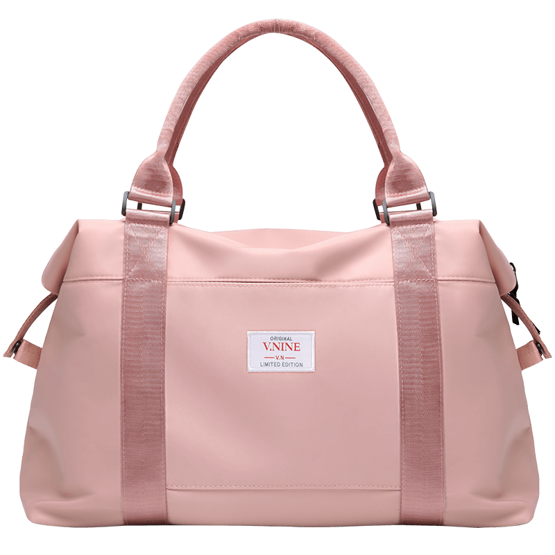 第九城V.NINE 旅行包女士短途出游出差大容量行李袋运动健身包 VD9BV63837J 粉色