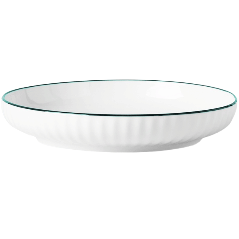 万享釉下2个装盘子菜盘家用创意绿边饭盘釉下彩纯色圆形盘子菜碟子加厚餐盘餐具