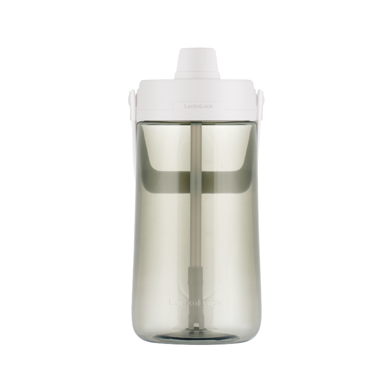 乐扣乐扣（LOCK&LOCK）大容量水壶 运动吸管水杯健身便携冷水壶塑料1.5L 白色ABF794WHT