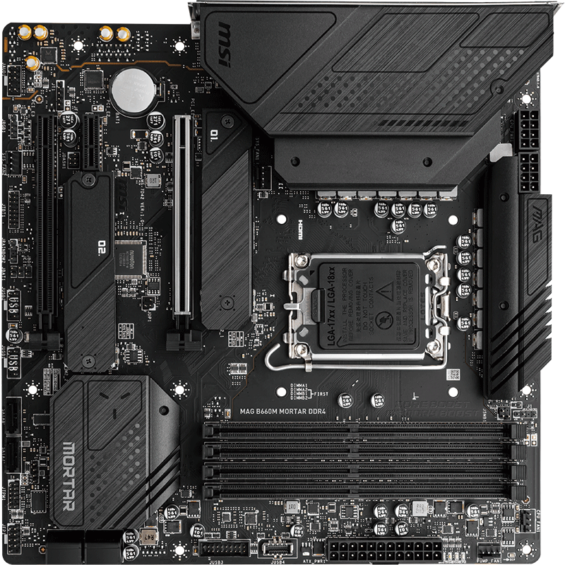 微星(MSI)MAG B660M MORTAR DDR4 迫击炮电脑主板 支持CPU 12400 /12400F/12700/G7400(INTEL B660/LGA 1700)
