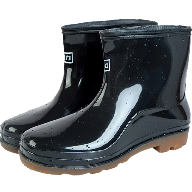 回力雨鞋男式中筒户外钓鱼洗车防水不易滑雨靴胶鞋 HXL557 黑色男款 42