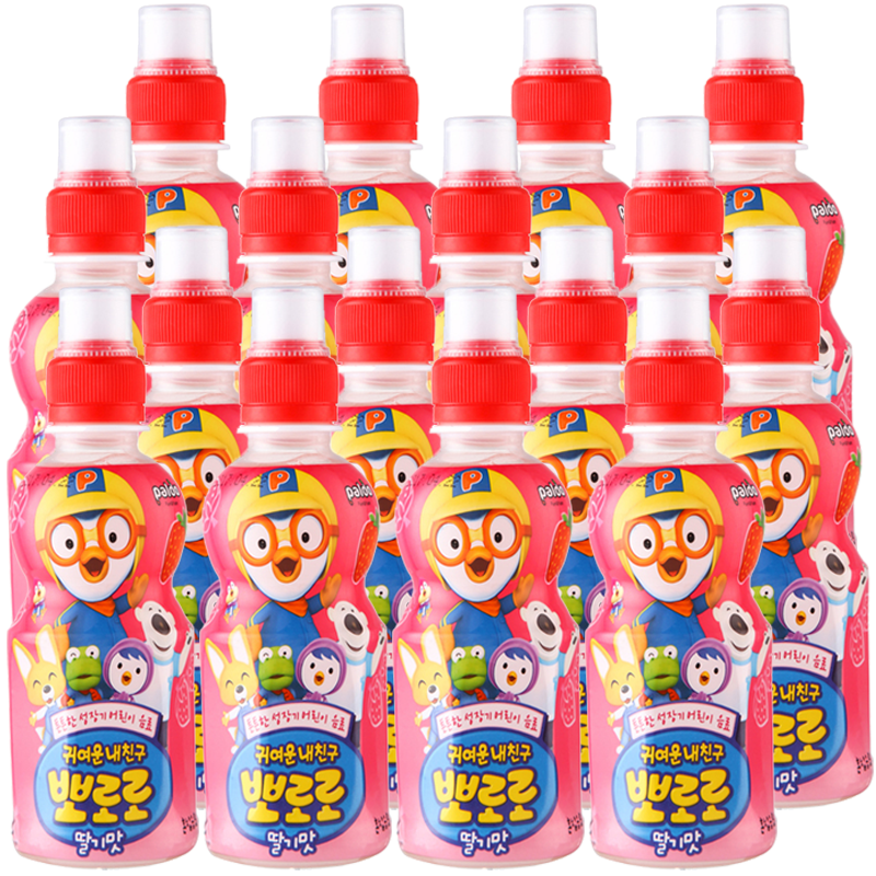 啵乐乐 pororo 韩国进口草莓味饮料235ml*24瓶整箱  啵乐乐儿童果味饮料 草莓味