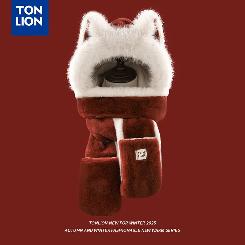 ��ʨ��TonLion��2025�¿�ɰ����������ɫë��ñ��Χ������һ��Ů�����׷�ñ �ƺ�ɫ 59.8Ԫ