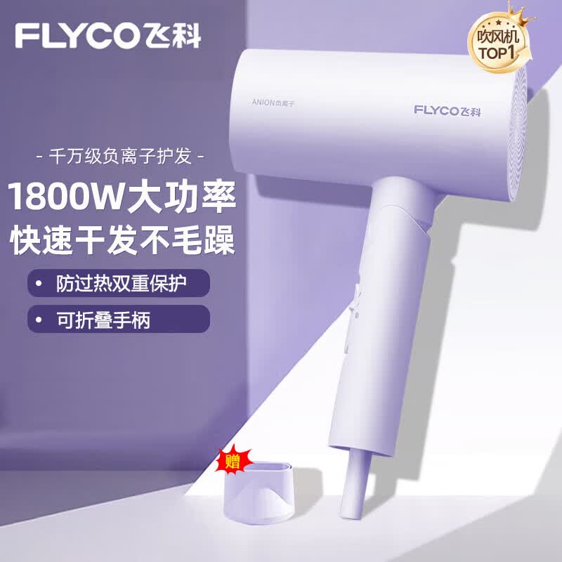 �ɿƣ�FLYCO�����ٵ紵������ø����Ӻ��»���������ٸɵ�����Яʽ����ѧ���ô��縺���ӻ���FH6277��1800W���ʡ�