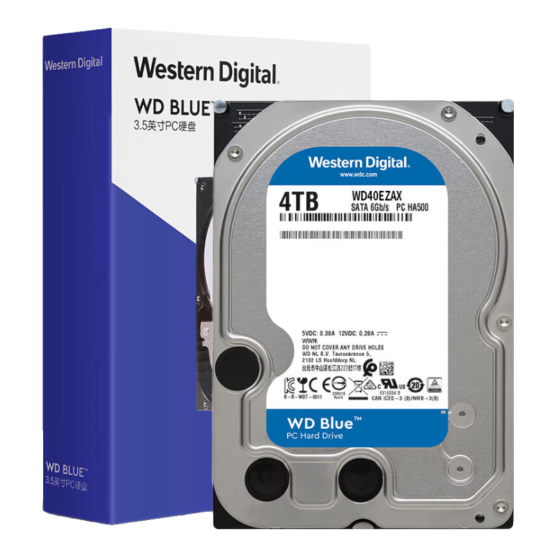 �������ݣ�WD��̨ʽ������ WD Blue 3.5Ӣ����ô洢���� 1Tȫ�� 6T���õ���CMR��ֱ��е2TӲ�� SATA�ӿ�����4T   4TB WD40EZAX