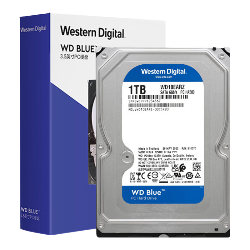 �������� WD Blue 3.5Ӣ�� 1TB CMR��еӲ�� SATA�ӿ� WD10EARZ 869Ԫ