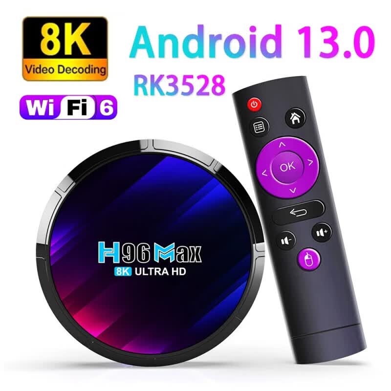 H96 MAXRK3528 8K TV BOX Android13.0 ˫Ƶ wifi6+BT���������������� 4GB+32GB ŷ���Դ