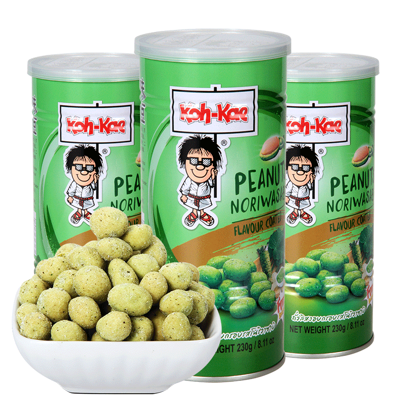 泰国进口 大哥牌（Koh-Kae）日本芥末香脆花生豆 230g*3（组合装）