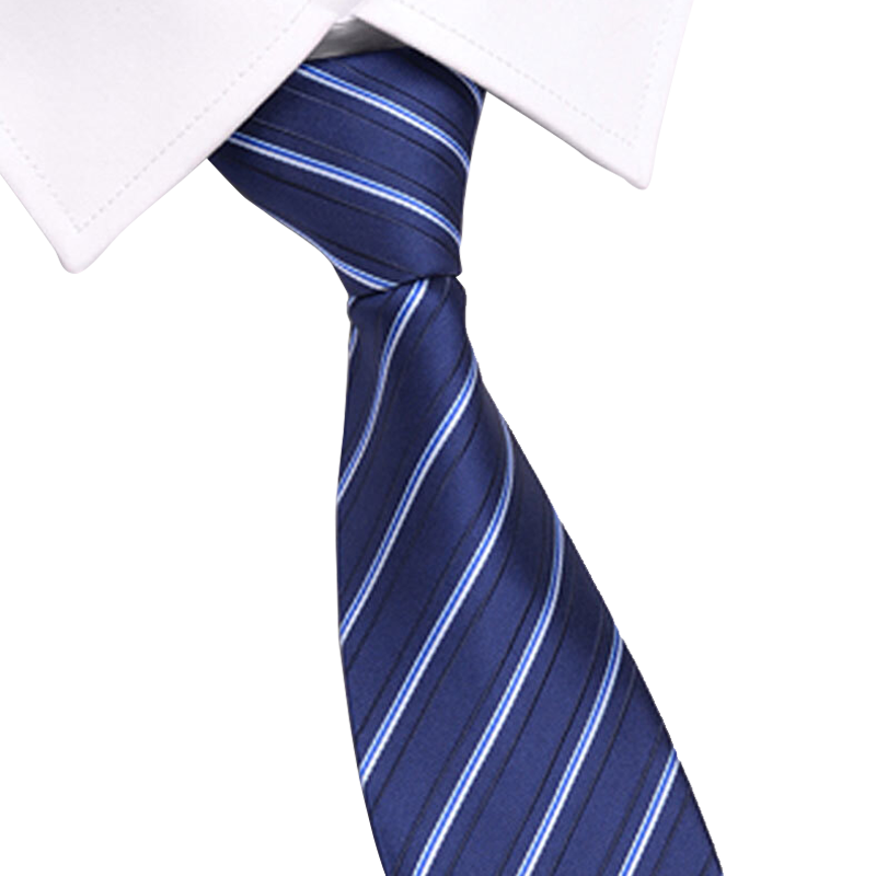 GLO-STORY 拉链领带 男士商务正装潮流8cm领带礼盒装MLD824064 蓝色细斜纹