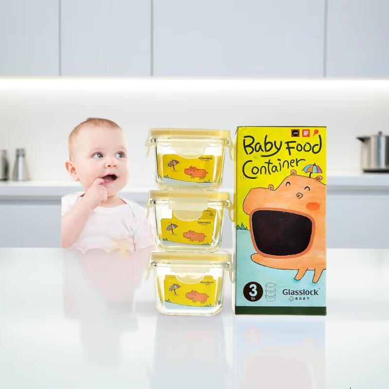 GLASSLOCK����Ӥ����ʳ���ܷⱣ�ʷ�װ���䶳����΢��¯������ʳ��210ml*3 59.8Ԫ