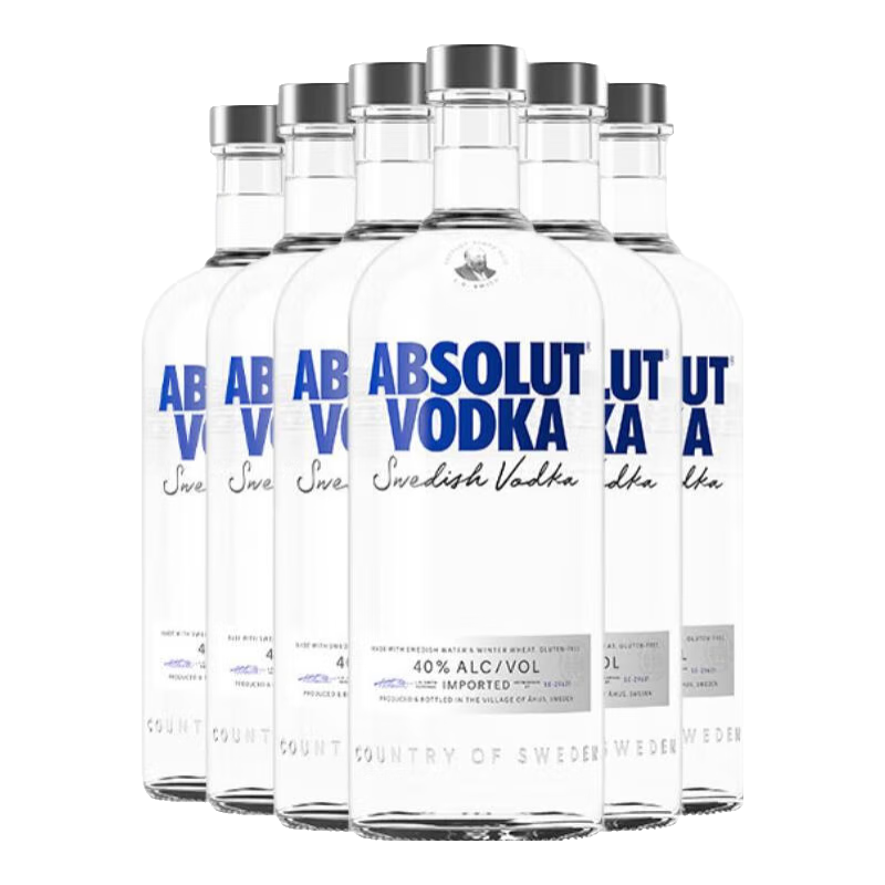 ���Է��ؼӣ�Absolut Vodka��ԭζ �����ؼ� ��β�Ƶ��ƻ��� 40�� ��� ԭƿ���� ������Ʒ ԭζ 1000mL 6ƿ ���Է��ؼ�