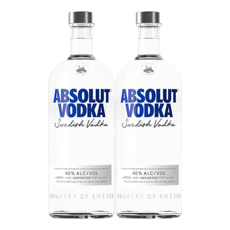���Է��ؼӣ�Absolut Vodka��ԭζ �����ؼ� ��β�Ƶ��ƻ��� 40�� ��� ԭƿ���� ԭζ 1000mL 2ƿ ���Է��ؼ�