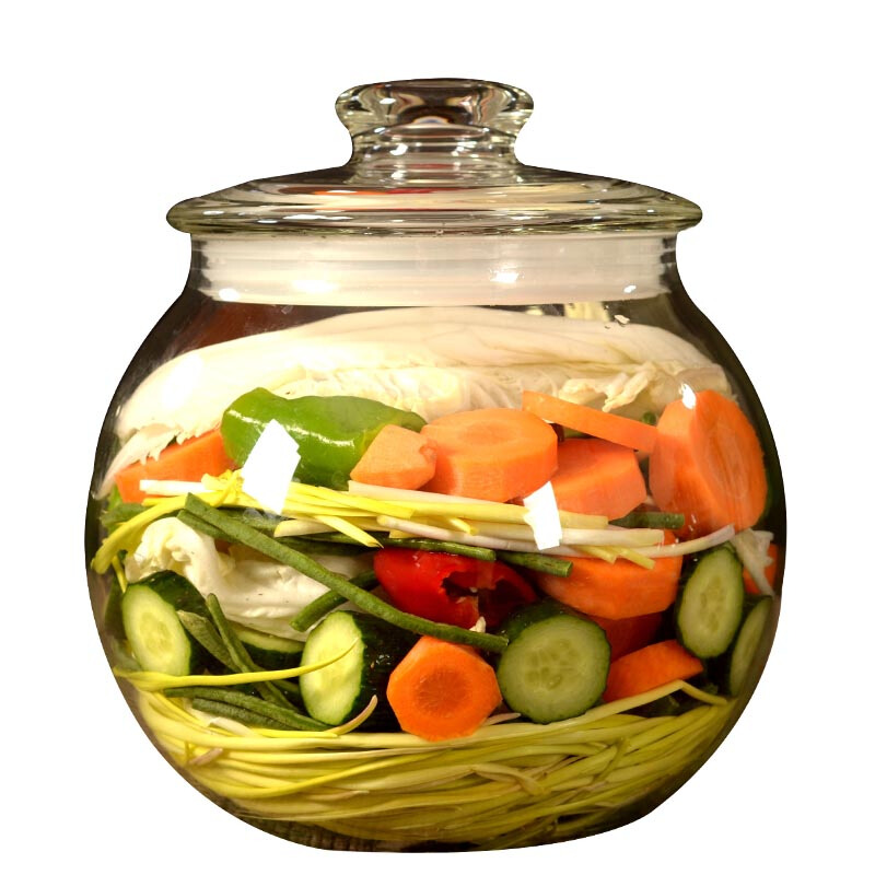 泡菜坛子玻璃 5斤酱菜坛子透明加厚咸菜缸酸菜密封罐 2500ml(5斤)