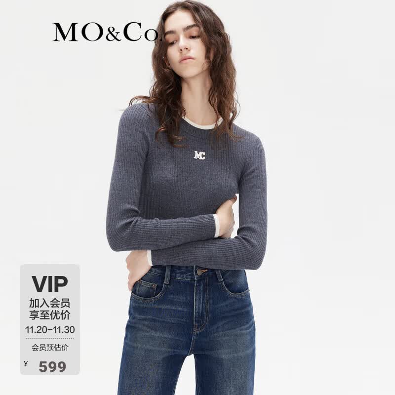 MO&Co.������ŵ����ë��������ƴ�������ٴ���֯���ڴ��⴩Ħ���� ���ɫ-��2�� S 160628Ԫ