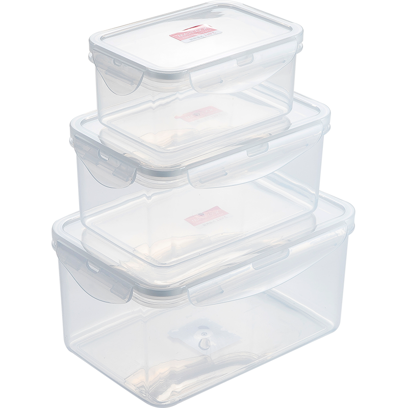 美厨（maxcook）塑料保鲜盒套装 冰箱收纳盒密封不漏水 便当饭盒储物盒长方形三件套MCX903