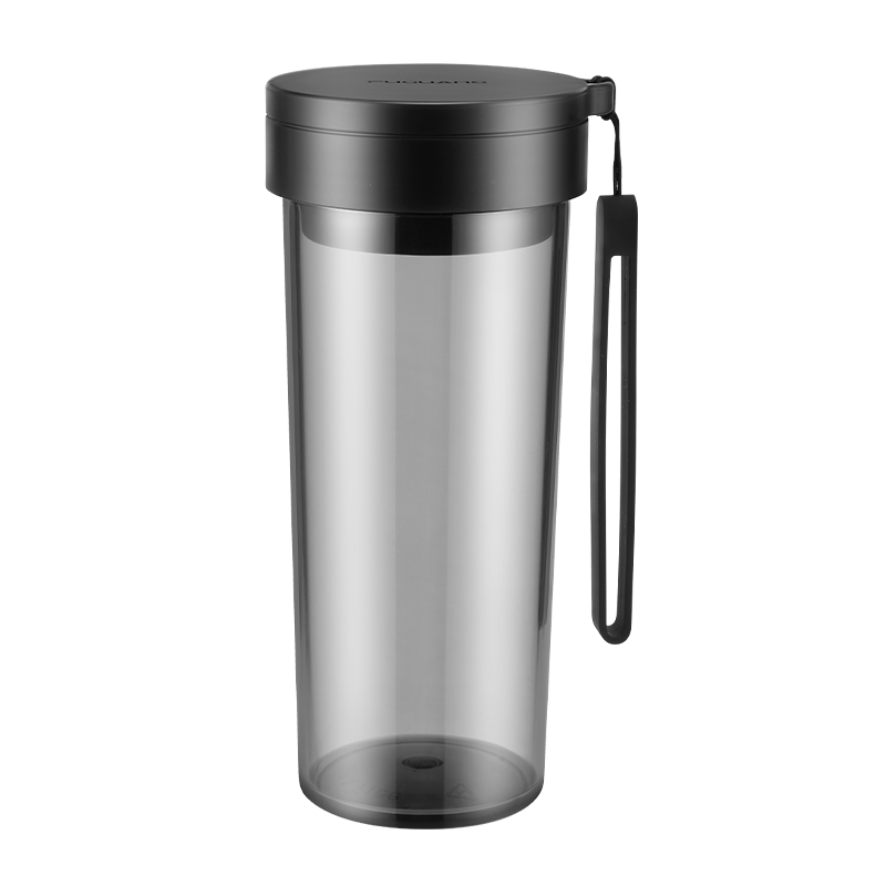 富光塑料杯 随行系列tritan材质大容量杯子 男女太空杯夏季运动水壶随手杯便携学生水杯带盖茶杯580ML黑色
