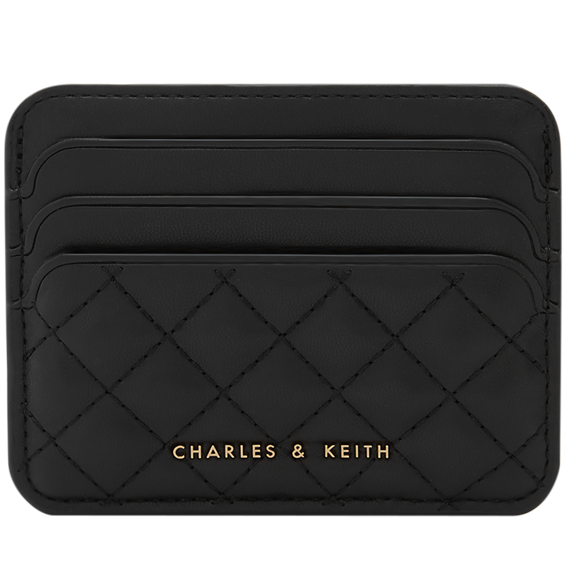 CHARLES＆KEITH早春新品CK6-50680926包包女包菱格迷你卡包钱包 Black黑色 XXS
