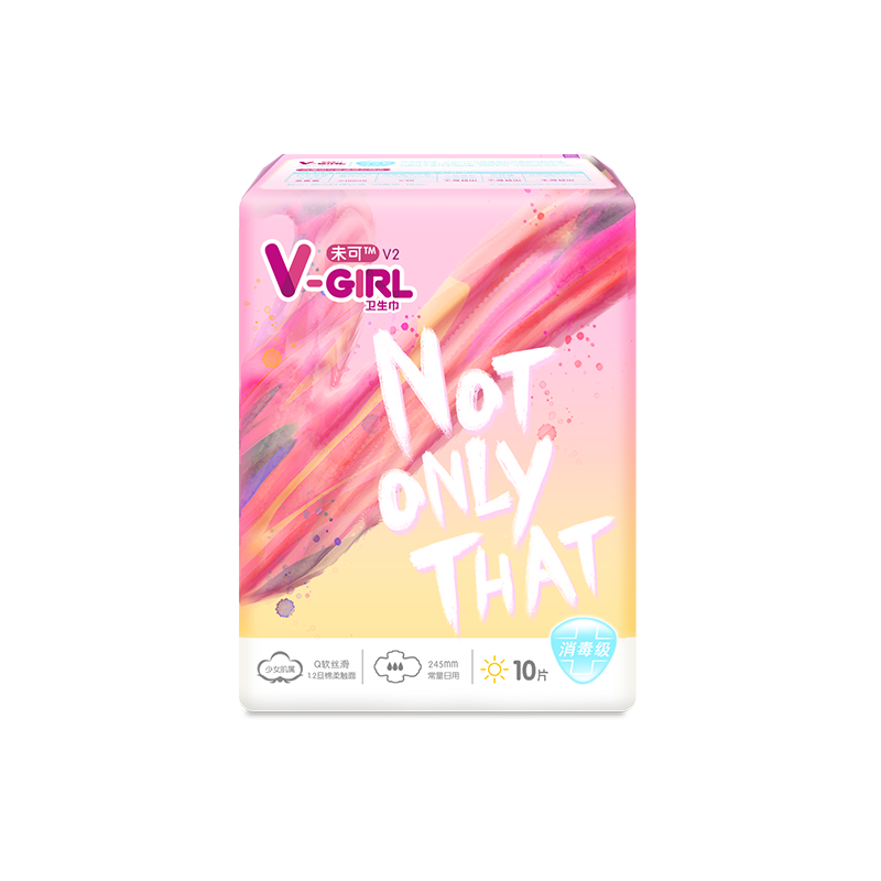 未可（V-GIRL）卫生巾 随型不粘腻量少日用245mm 10片
