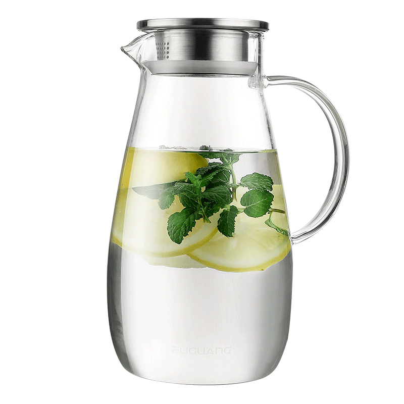 富光 玻璃杯带把家用冷水壶耐热 2L大容量凉水壶玻璃耐热杯子 花茶果汁壶热饮茶具泡茶壶