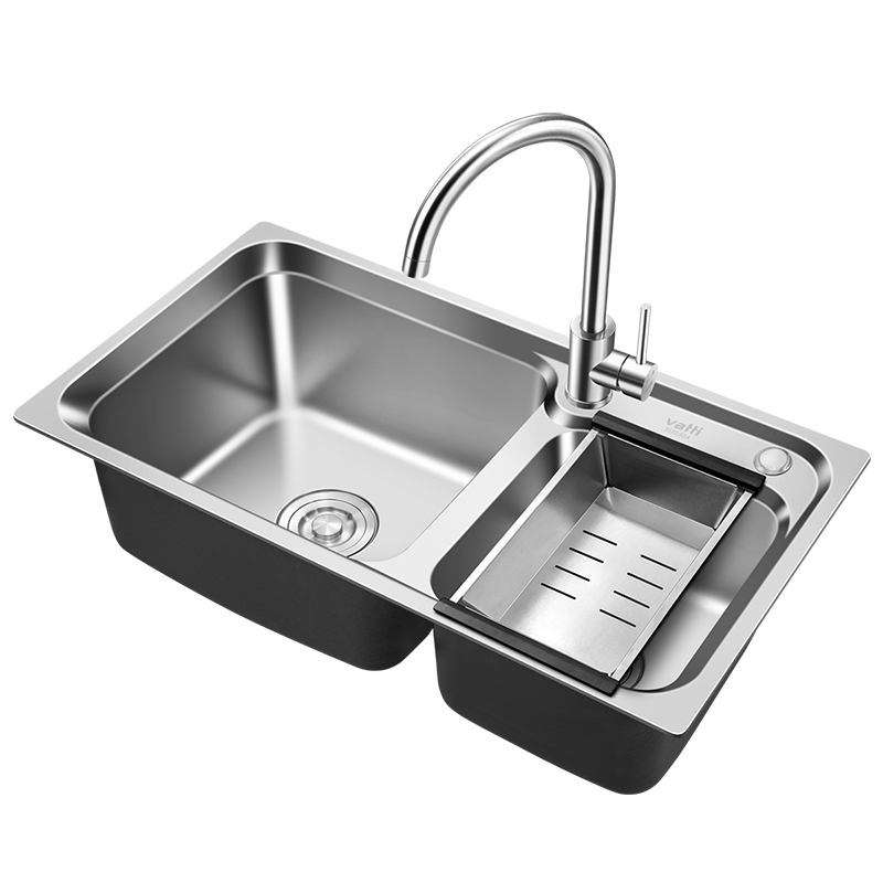 华帝（VATTI）厨房水槽304不锈钢环保龙头水槽拉伸双槽洗菜盆洗碗盆洗手盆水池 H-A2012(77)-C.1