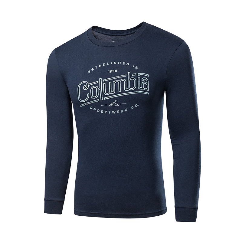 Columbia/哥伦比亚长袖t恤男款21秋季运动户外圆领保暖体恤衫印花针织上衣 AE3818 464 L
