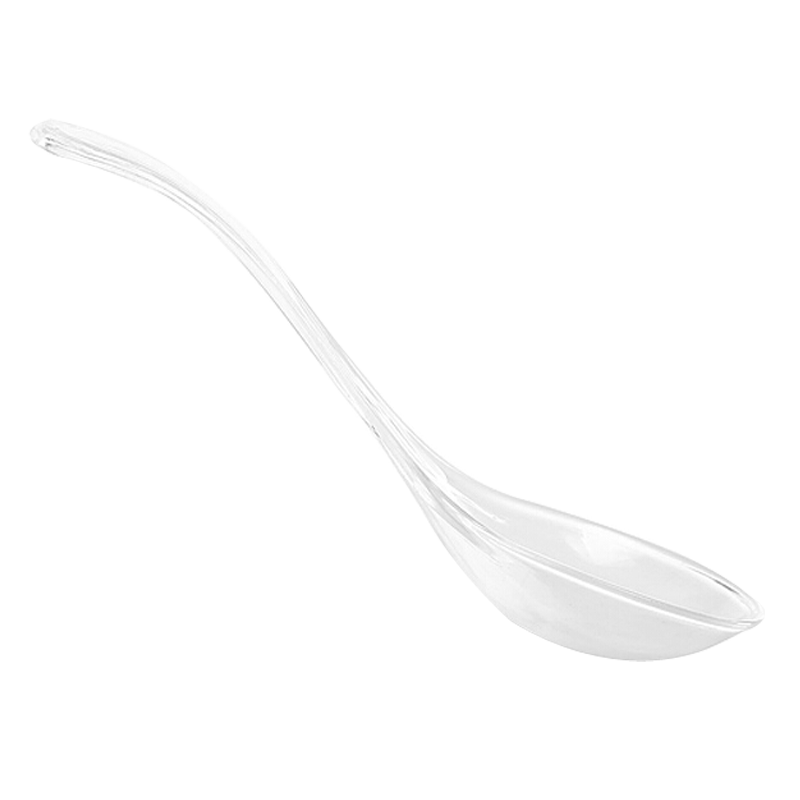 一次性勺子塑料汤勺调羹甜品勺汤匙小勺外卖饭勺长柄单独包装加厚 水晶勺透明100支（独立包装） 买200支送50支