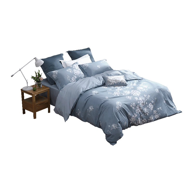 水星家纺 床上四件套纯棉床单被套枕套 床上用品双人被罩被褥被单1.8米床花西雅