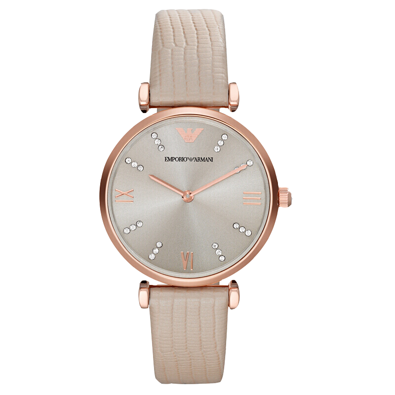 阿玛尼(Emporio Armani)手表 皮质表带经典时尚休闲欧美表石英女士腕表 AR1681 送女友礼物 生日礼物