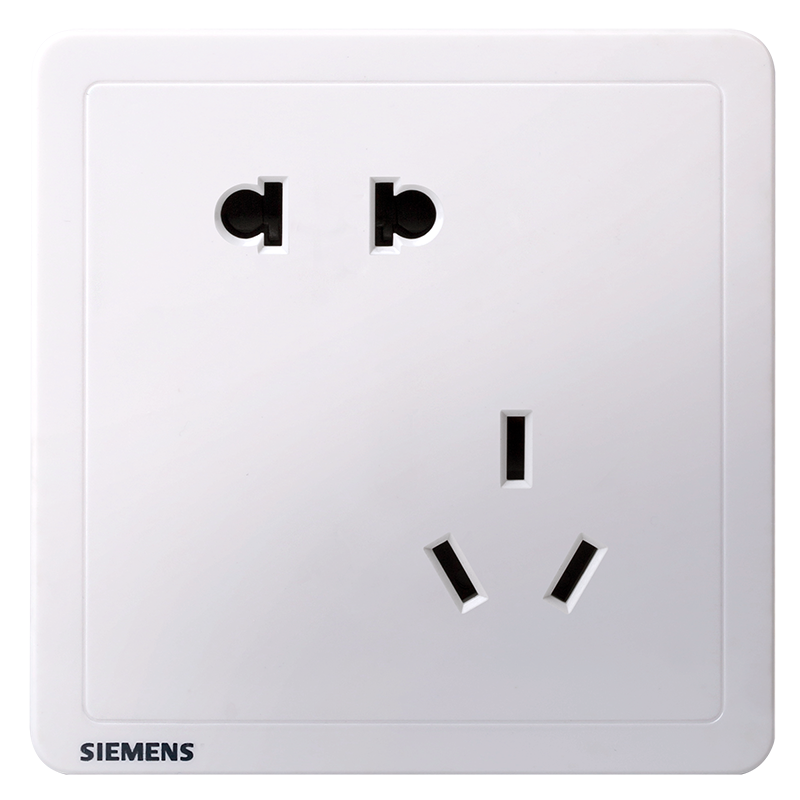 西门子（SIEMENS）插座面板 五孔插座二三插 强电电源墙壁插座大面板 致典白色 10A错位五孔插座