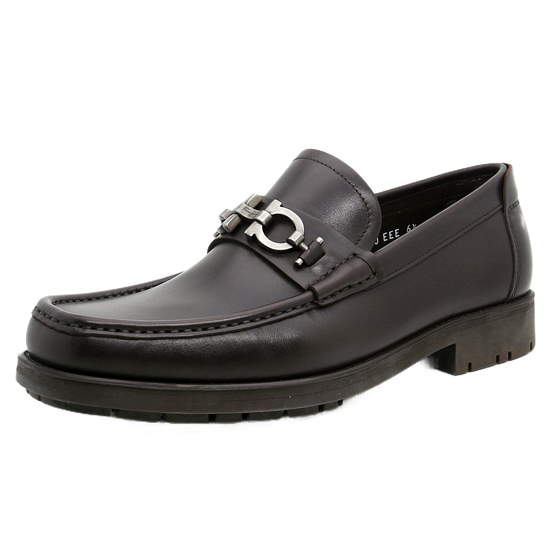 Ferragamo菲拉格慕男鞋牛皮套脚商务正装皮鞋0673838 P-C NERO黑色 40.5/欧码6.5