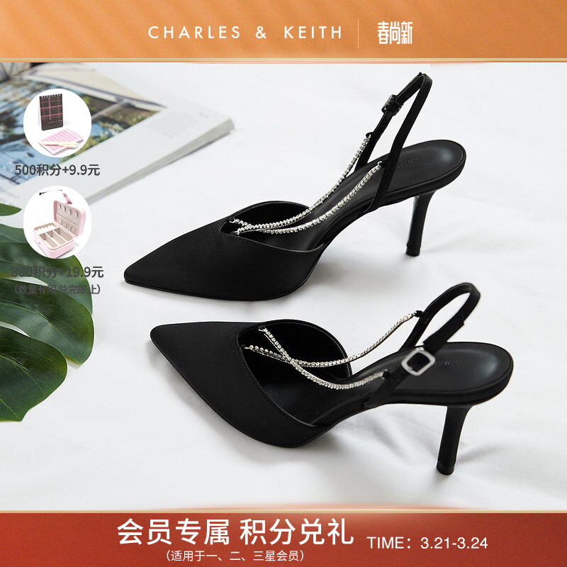 CHARLES＆KEITH早春新品CK1-60280280-A女士高跟凉鞋婚鞋 Black黑色（鞋垫） 37