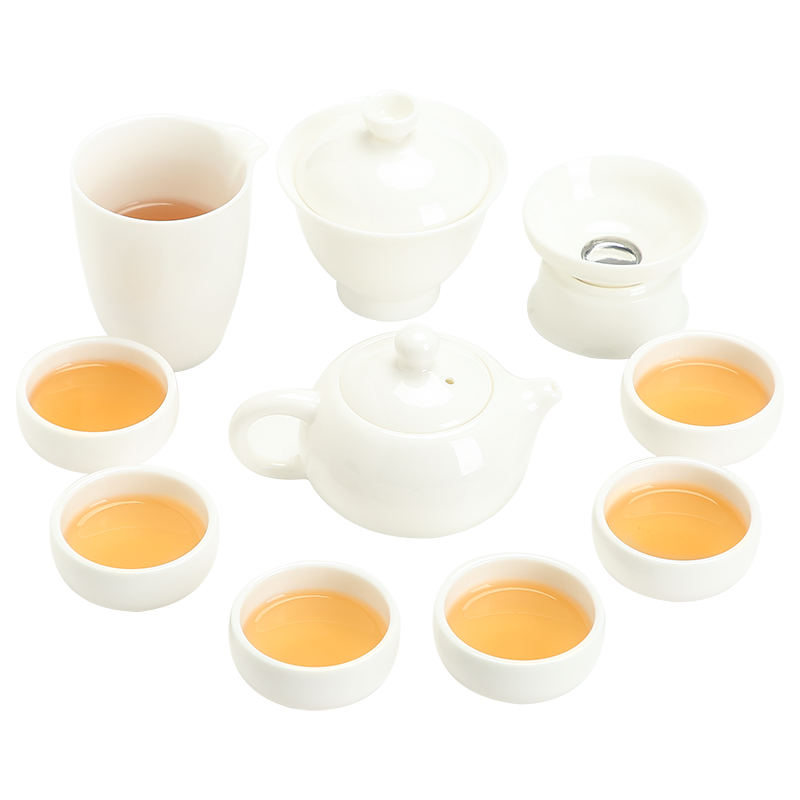 苏氏陶瓷（SUSHI CERAMICS）羊脂玉茶具套装德化中国白瓷功夫茶具茶杯泡茶壶三才盖碗大套礼盒装