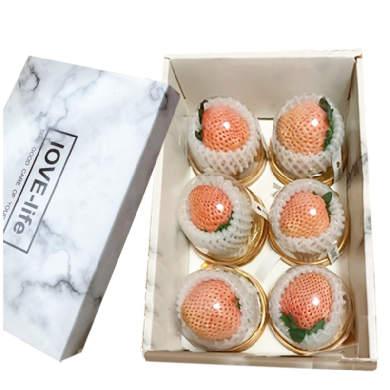 【顺丰空运】日本品种白草莓白雪公主草莓礼盒装每颗草莓单独包装新鲜清甜 淡雪【橘色】4盒*6颗