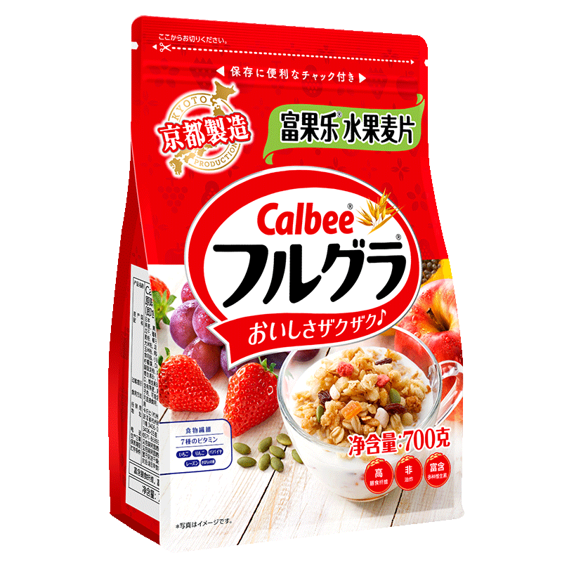 卡乐比Calbee 日本进口水果麦片零食 冲饮谷物 营养早餐代餐燕麦片700g