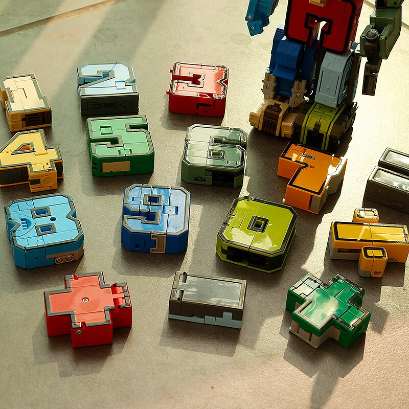 儿童数字变形玩具合体机器人大颗粒积木恐龙字母拼装早教认知男孩女孩3-6岁生日礼物 数字变形机器人（10个数字+5个符号）